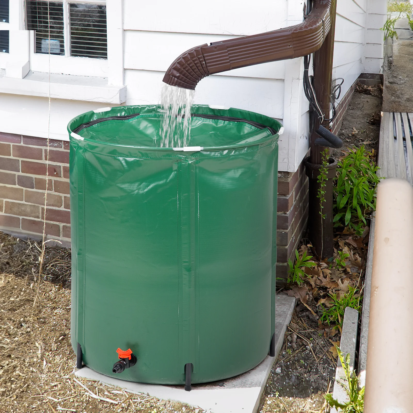 

50 Gallon Folding Rain Barrel Water Collector Green