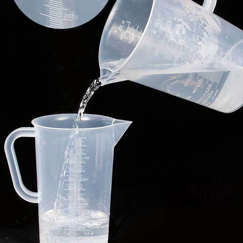 Vaso de medición de plástico transparente para laboratorio de alimentos, contenedor de capacidad para báscula de cocina, 100/250/500/1000 ML, 1