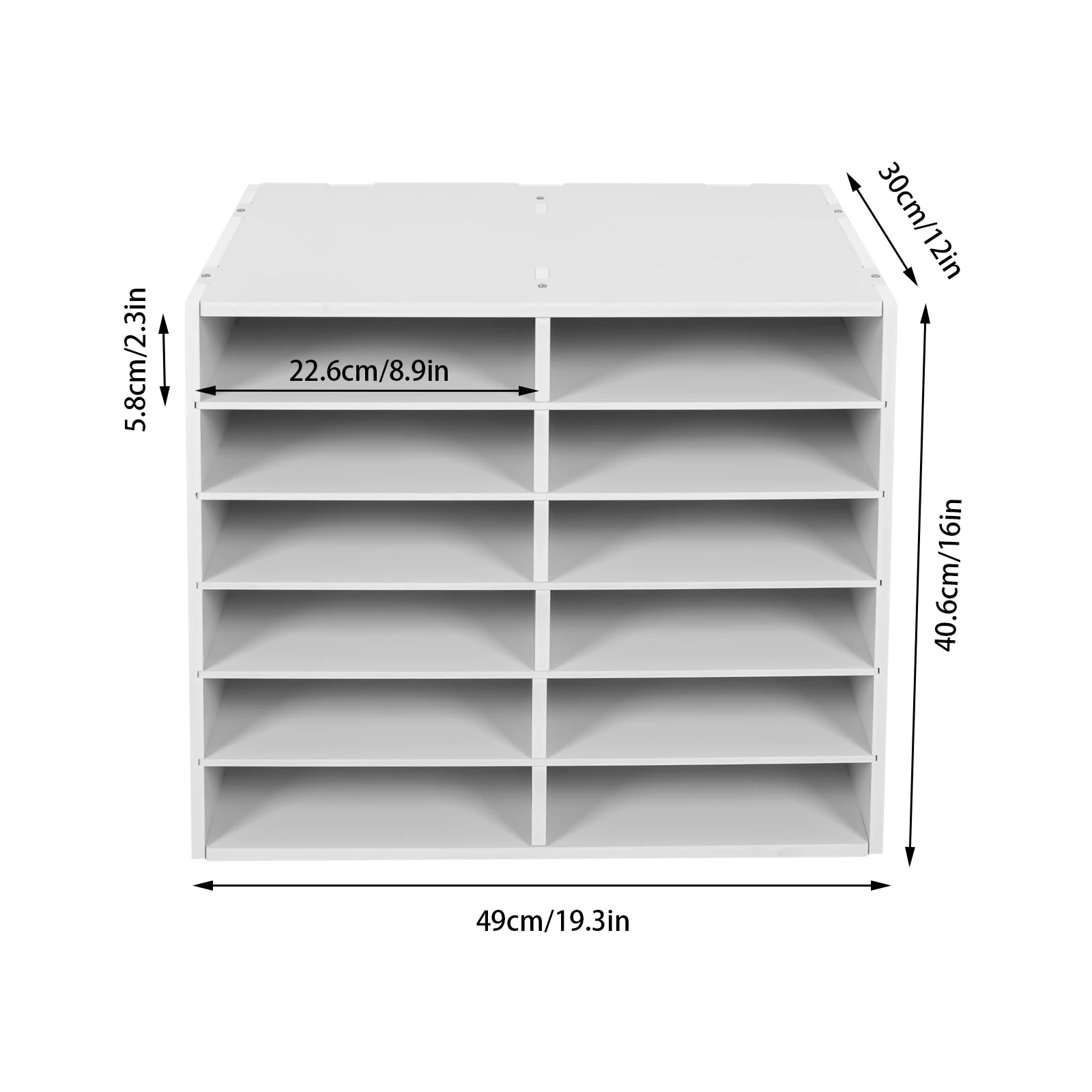 Desktop File Organiser with 12 Slots, Large Storage Capacity (400 A4 Sheets per Slot), Made of Durable PVC, Open Design for