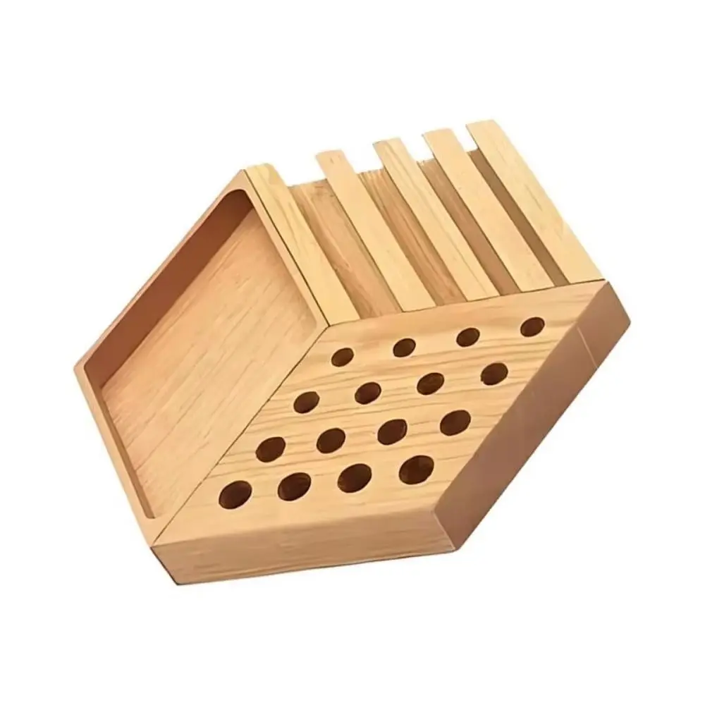 

Pen Organizer Desk Organizer Tray Holder Adjustable Carve Punch Tool Wooden Desk Tray Multifunction Large Capacity
