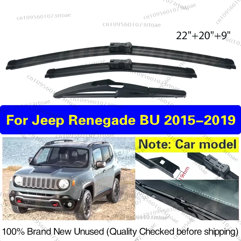 

Car Wiper Blade Front Rear Window Windshield Rubber For Jeep Renegade 2015 2016 2017 2018 2019 BU 22"+20"+9" Car Accessories