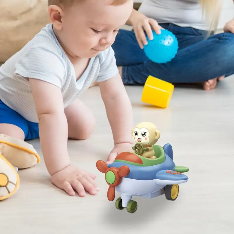 Coche de prensa de juguete educativo temprano, juguete de inercia, lindo prensa para deslizar, coche de carreras, interacción entre padres e hijos, habilidad motora fina, avión deslizante