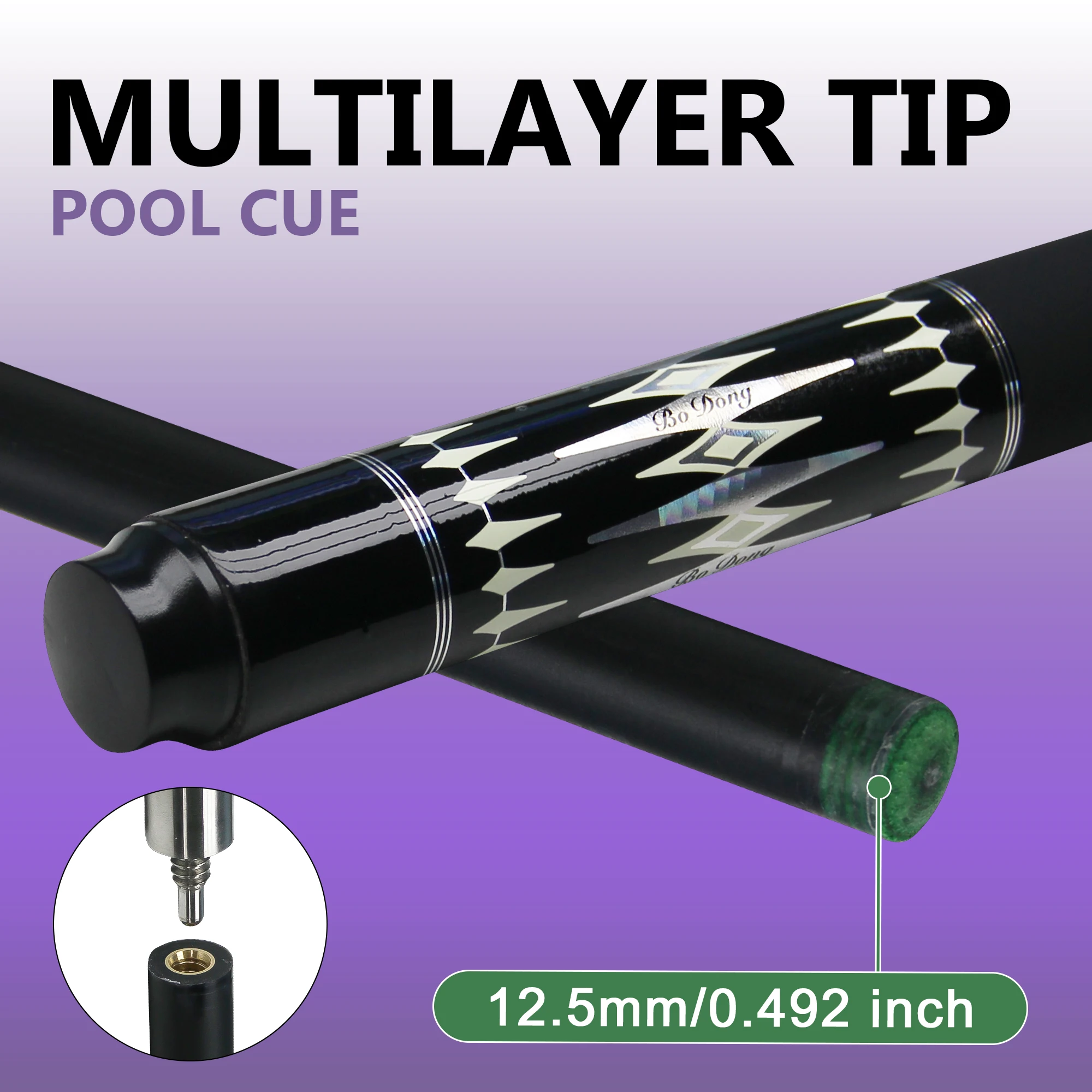 

Professional Carbon Pool Cue Stick 1/2 Joint Portable Utility13mm Tip– stability putter shaft for carom cues and 3-cushion