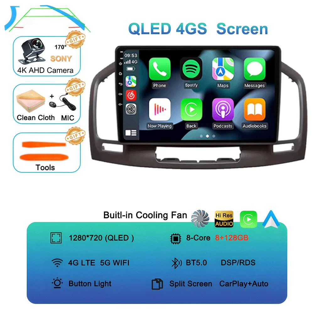 Android 16 Carplay Autoradio WIFI + 4G Voor Buick Regal Opel Insignia 2009 2010 2011 2012 2013 Multimidia Speler GPS Navi Stereo BT