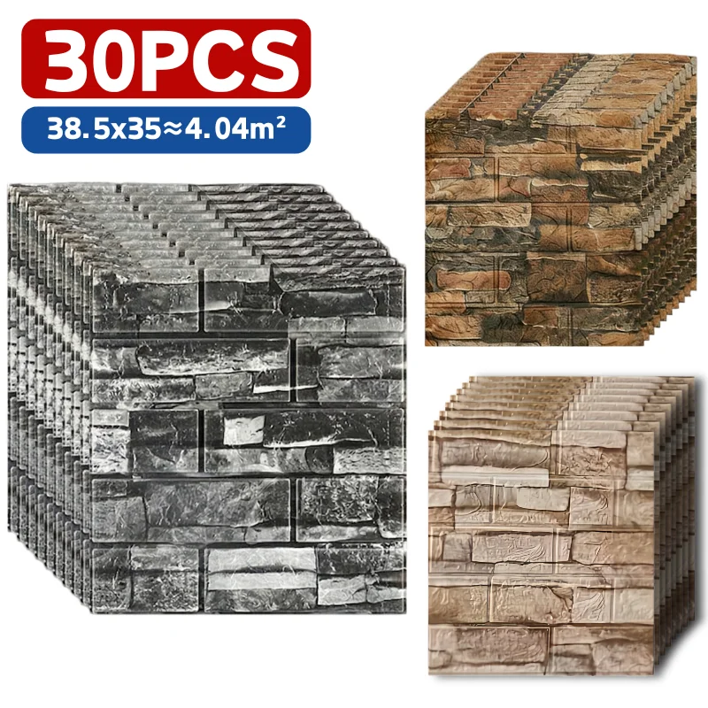 Commercial Kitchen Wall Panels - 38.5x35 cm Sahte Tuğla Duvar Sticker