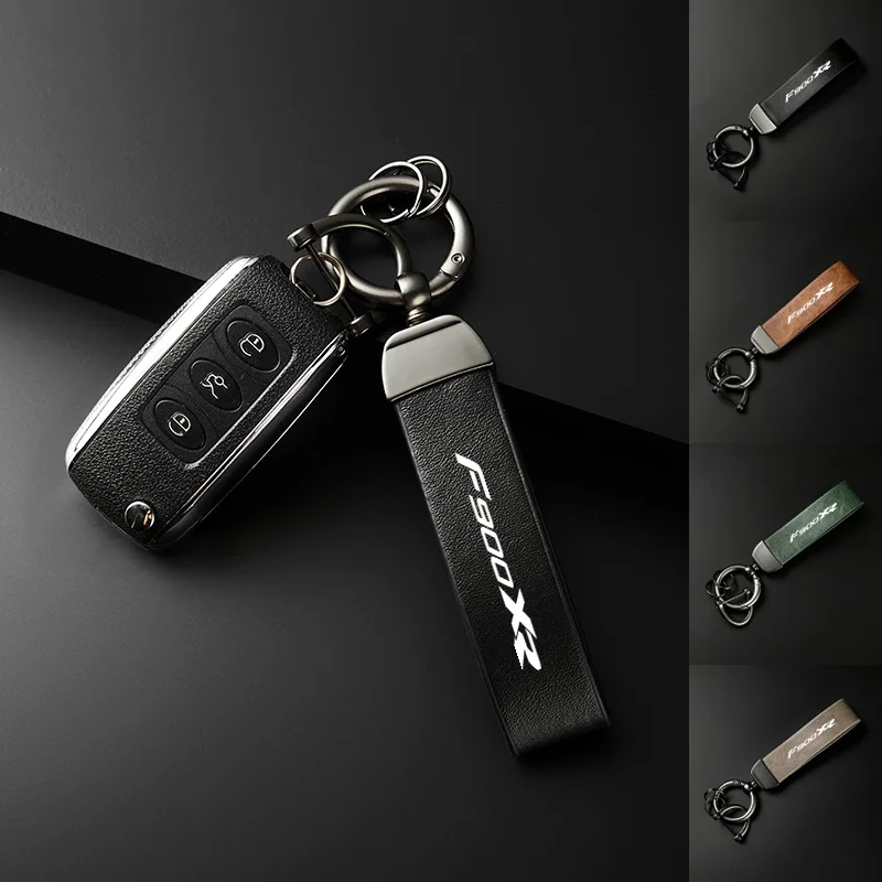 

For BMW F900R F900XR F900 XR Ultra HD Printed Logo Carbon Fiber Textured Holder Metal Leather Keychain Motocycle Suede Keyring