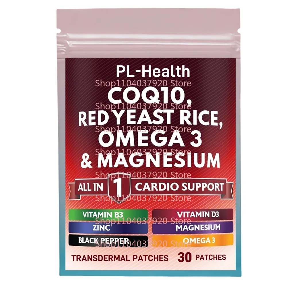 

30 Patches Coenzyme Q10 Transdermal Patches With Red Yeast Rice, Magnesium Complex - Heart Health Support