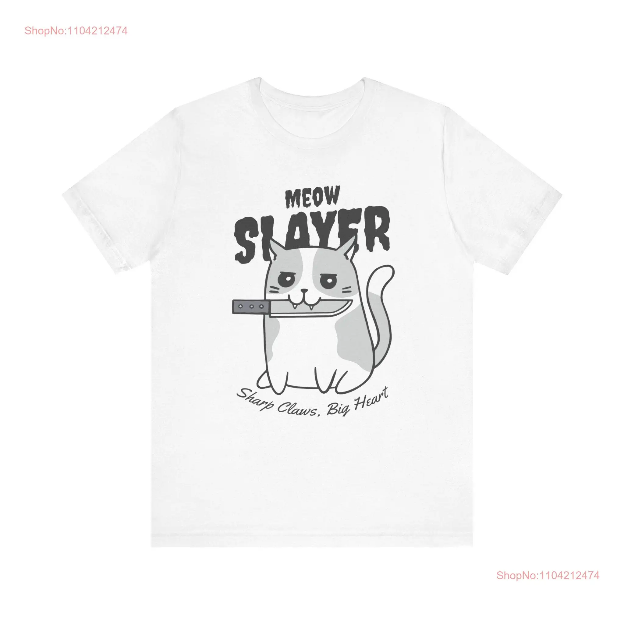 Meow Slayer CaT T Shirt Sharp Claws Big Heart Cute Holding a Knife Funny Murder Mittens Joke s for Lovers Jokes