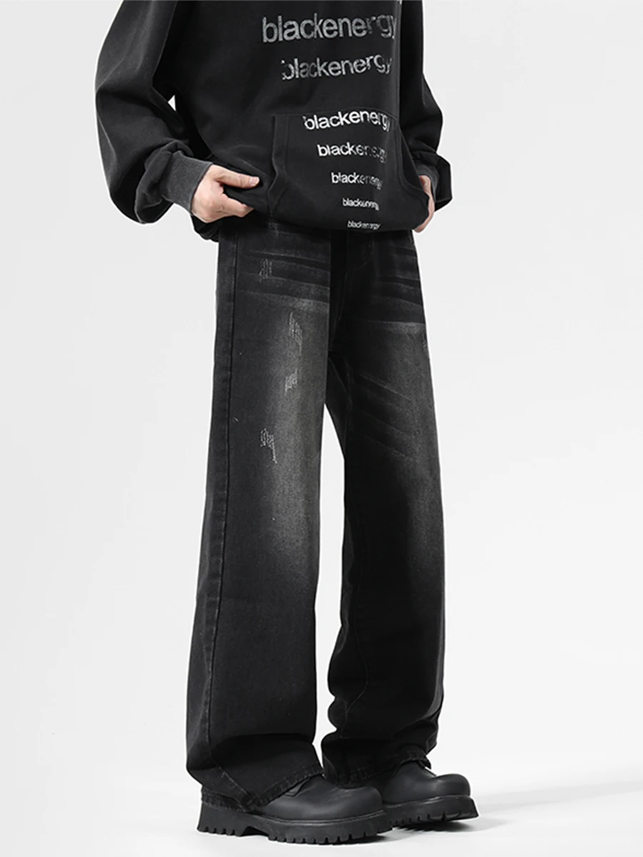 

Bla Claw Свободные прямые джинсы мужские весенне-осенние модные городские повседневные длинные брюки High Street American Cool Sle