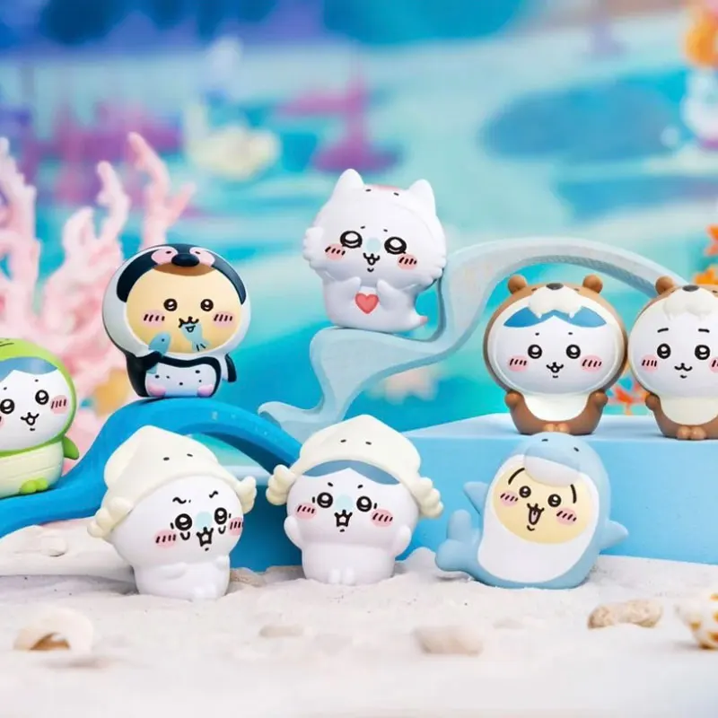 Chiikawa Acquario serie burattino da dito scatola cieca delfino oceano bambola decorazione da tavolo ornamento usagi hachiware chiikawa