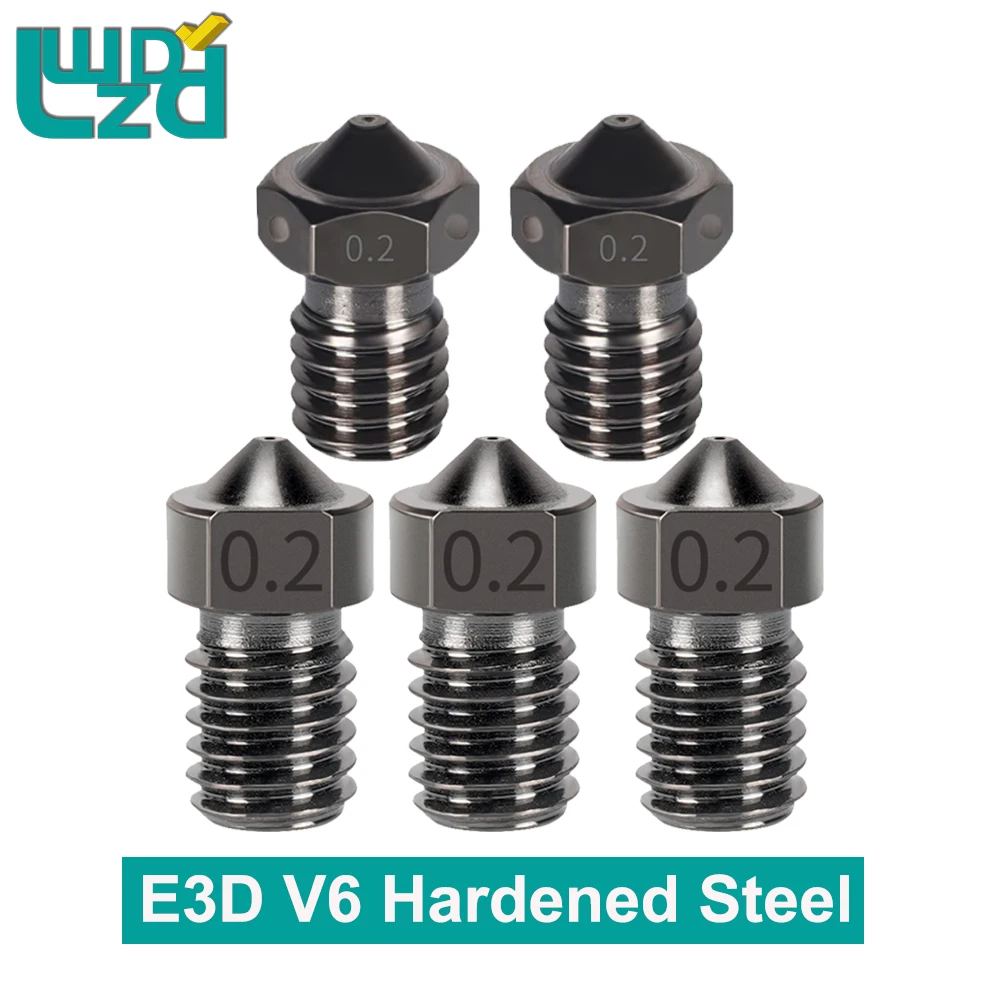 2pcs E3D V6 Hardened Steel Nozzle V5 V6 Hotend M6 Thread All Metal Nozzles For Titan Hotend For 1.75mm Filament 3D Printer Parts