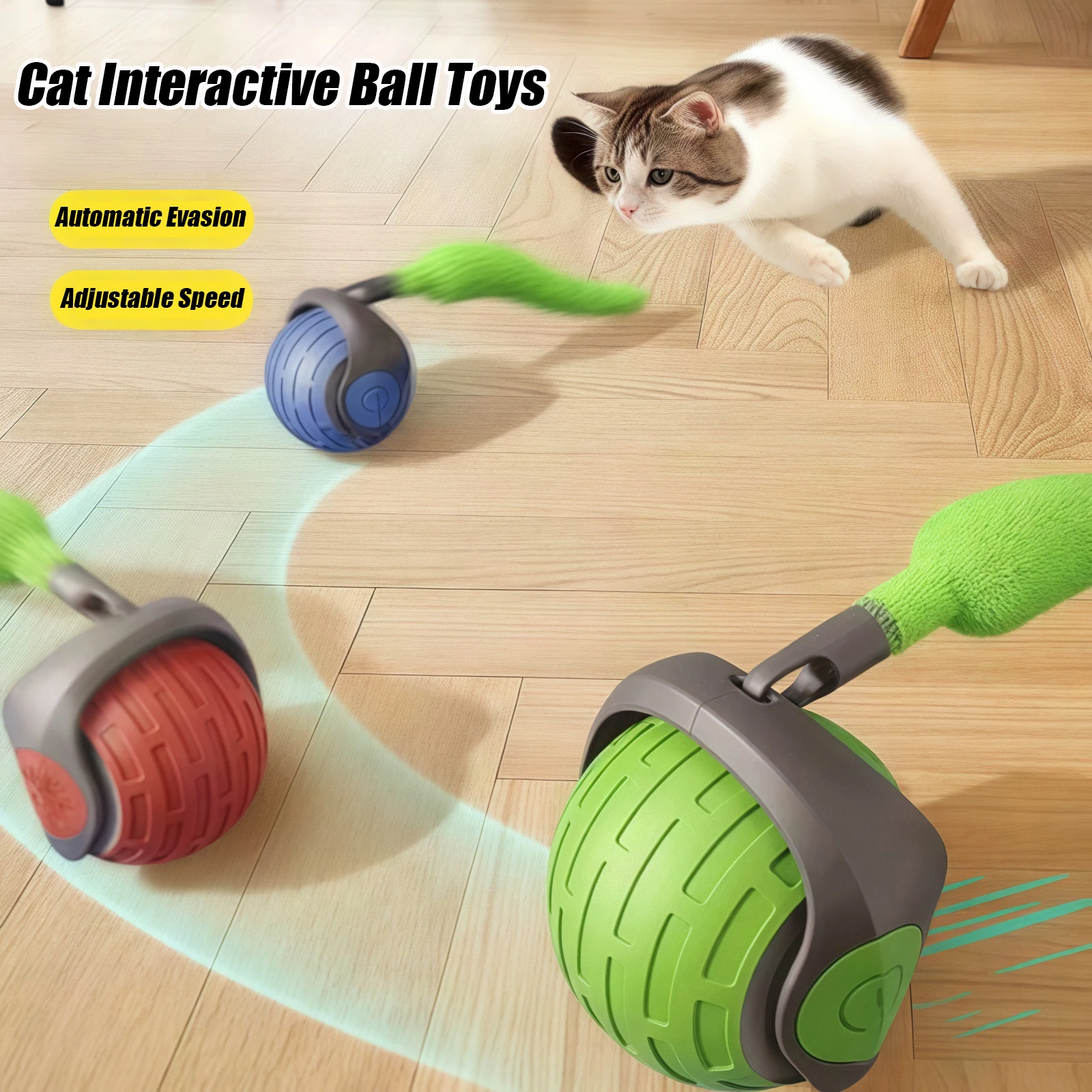 Interactive Cat Toys Ball Auto Electric Rolling Ball Toys for Cat Kitty Pet Smart Automatic Training USB Rechargeable Cat Toy