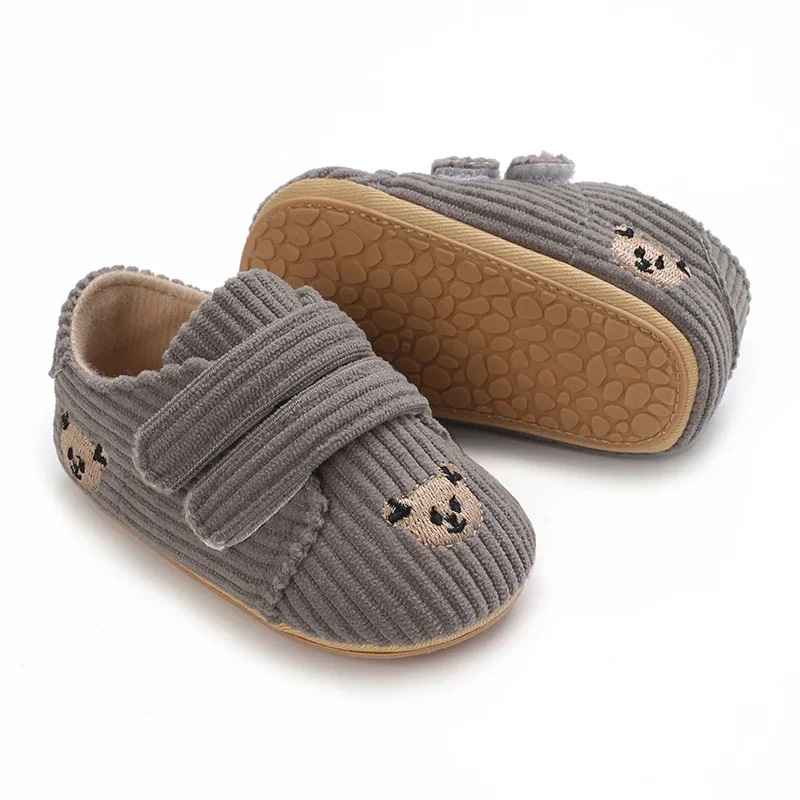 0–18 Monate Baby-Sneaker mit Bären-Stickerei für Jungen und Mädchen, Lauflernschuhe für Kleinkinder, weiche Sohle, Cord, lässige Babyschuhe – Detail 13