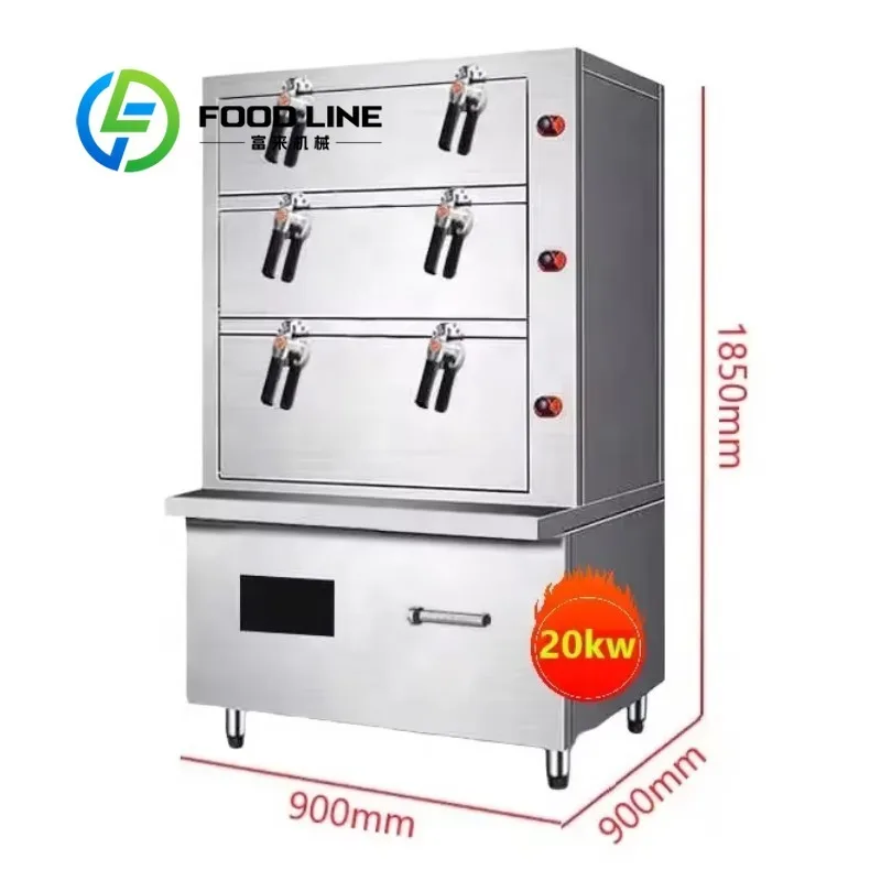 Commercial Kitchen Equipment Single Door Rice Steamer 6/8/12/24 Cooker Trays Electrical Food Steamer Cabinet 6/8/12/24 Tray