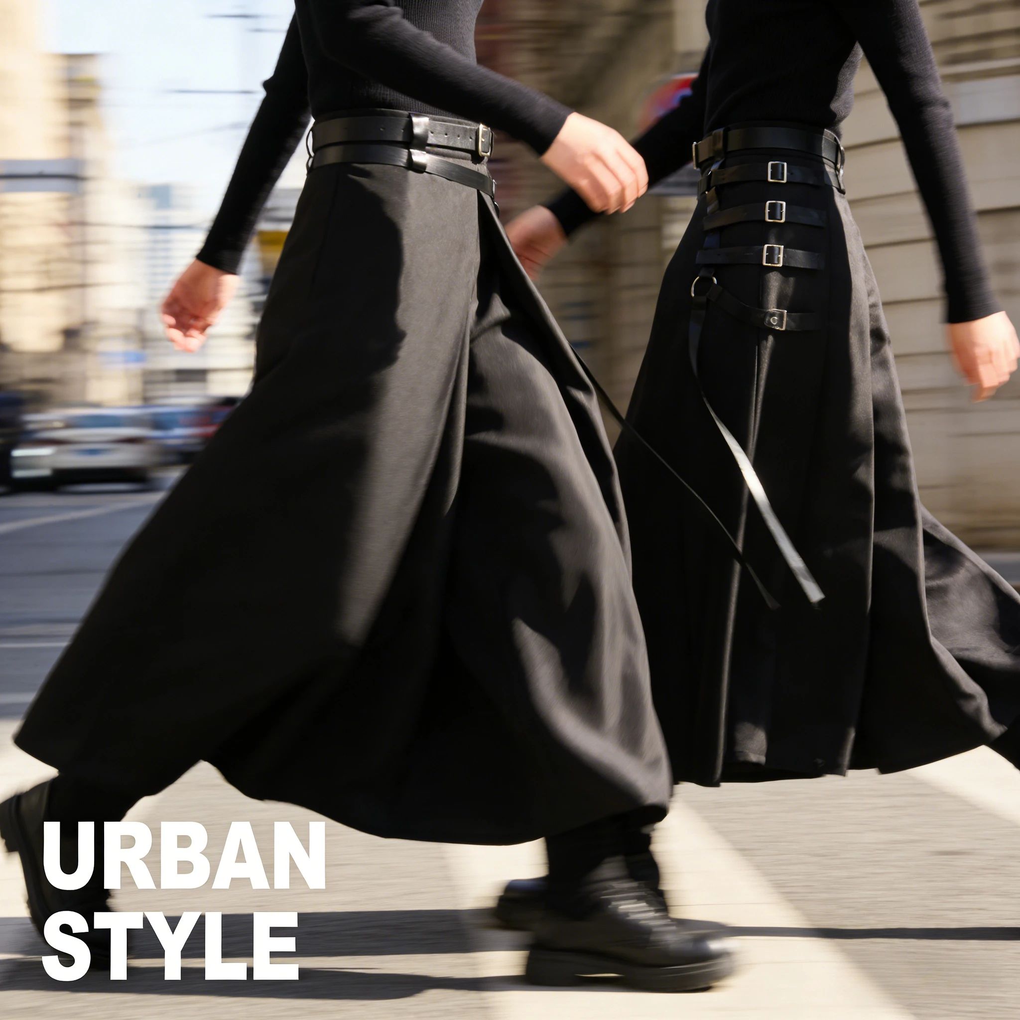 

Новые мужские брюки-хакама в стиле кибер-стимпанк, темные, в японском стиле, для диско, повседневные, свободные, юбка-брюки, для косплея