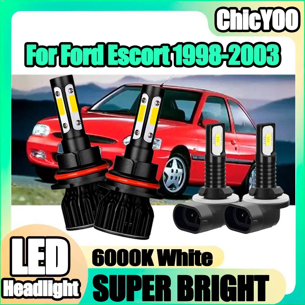 

2PCS LED Headlight 6000K Super White Car Lights 20000LM Auto Head Lamps 12V 24V For Ford Escort 1998 1999 2000 2001 2002 2003