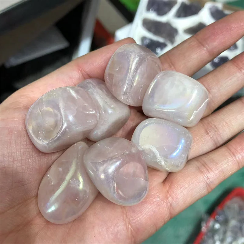 

Aura Rose Quartz Tumbled Stones Natural Polished Crystal Gemstones Healing Reiki Home Decoration