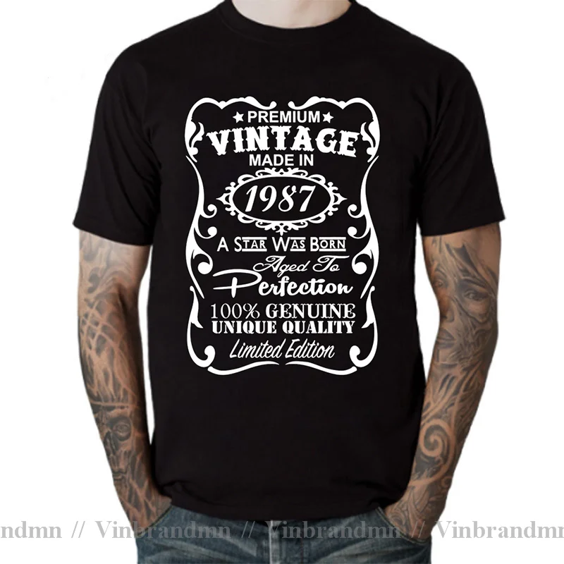 Unique Quality Premium Vintage Made In 1987 T Shirt Men A Star Was Born In 1987 T-Shirt 100% Genuine Aged to Perfection TeeShirt