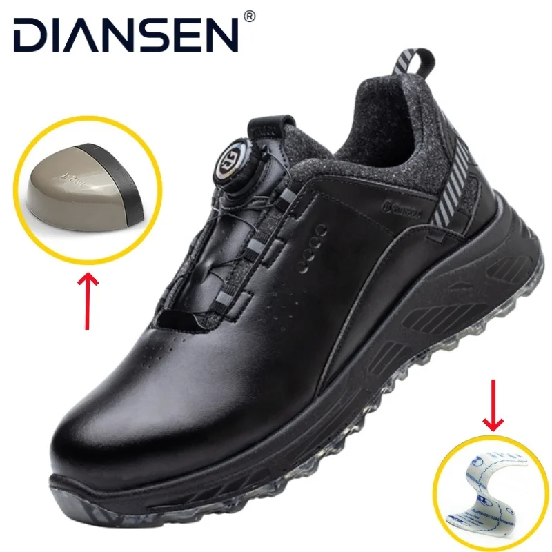 

Мужская защитная обувь высокой плотности с вращающейся кнопкой, легкая летняя защитная обувь с защитой от запаха и проколов