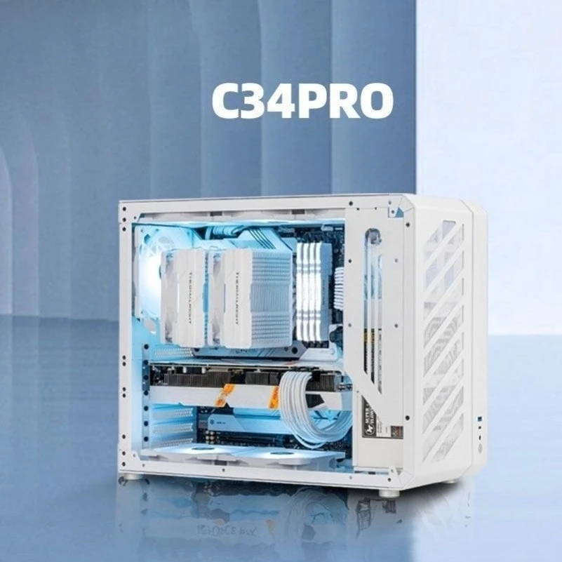 C34pro Horizon Side Panel PC Case Aluminum Alloy Portable Desktop Chassis Support ATX Motherboard 360 Water Cooling