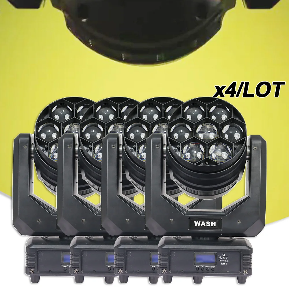 4PCS/LOT NEW LED RGBW 7x40w Beam Zoom Moving Head Stage Lighting Dj Disco Wedding Events Washing Effect EU Warehouse shipping