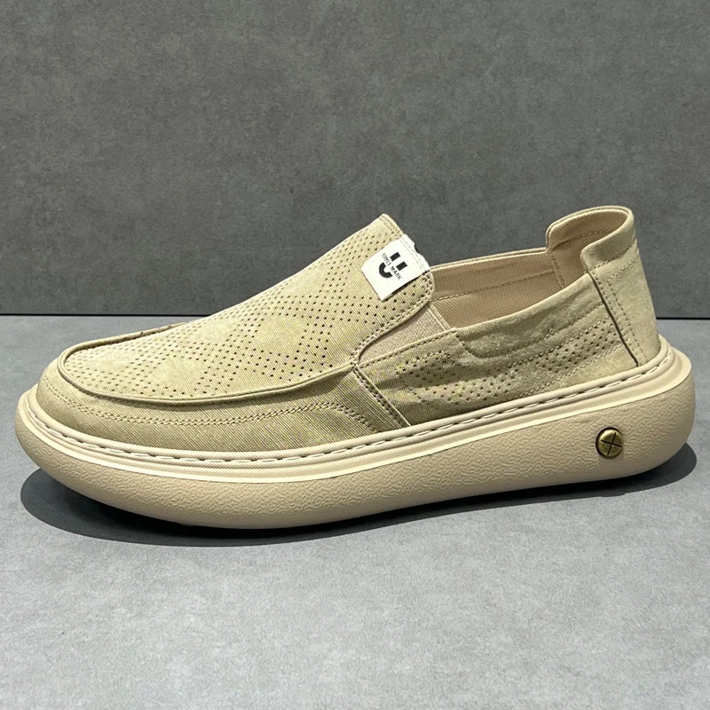 

Men's Breathable Cloth Slip-On Shoes Casual Lightweight Spring Summer Fashionable Flat Rubber Sole Comfortable Low Cut Sneakers