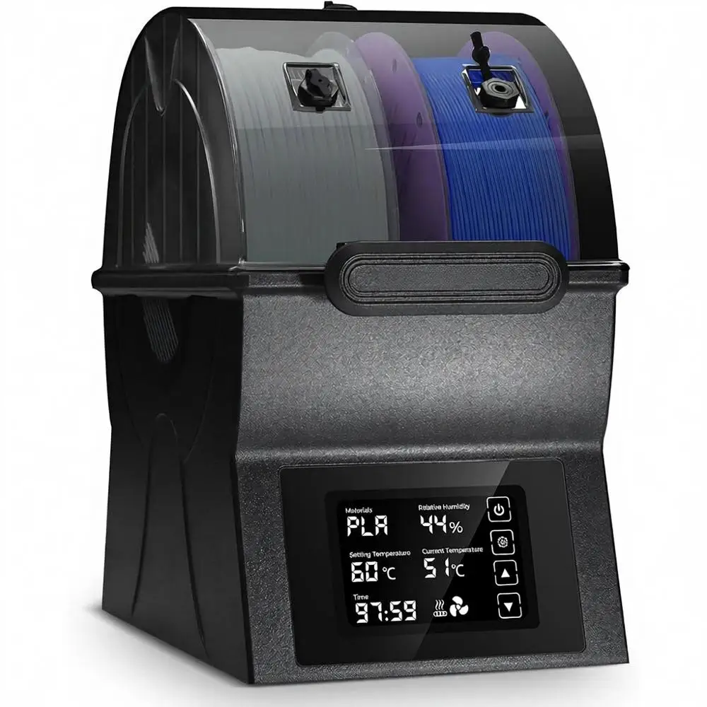 

Герметичный контейнер для хранения филамента с PTC-нагревателем, держателем для 2 катушек, сенсорным экраном, совместимый с PLA, PETG, TPU, ABS, 1.75/2.85 мм