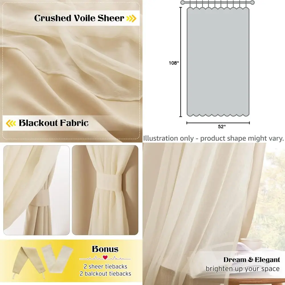 

Плотные светонепроницаемые шторы Sheer Plus для спальни девочек, детской гостиной, раздвижных дверей - многослойные, с люверсами (2 шт.)