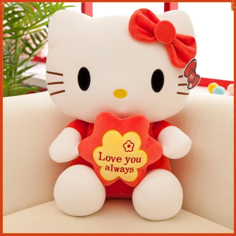 

Sanrio Soft Plush Toys Hello Kitty Anime Plush 35cm Heartbeat Doll Cute KT Cat Home Decoration Lovely Birthday Gift for Girl
