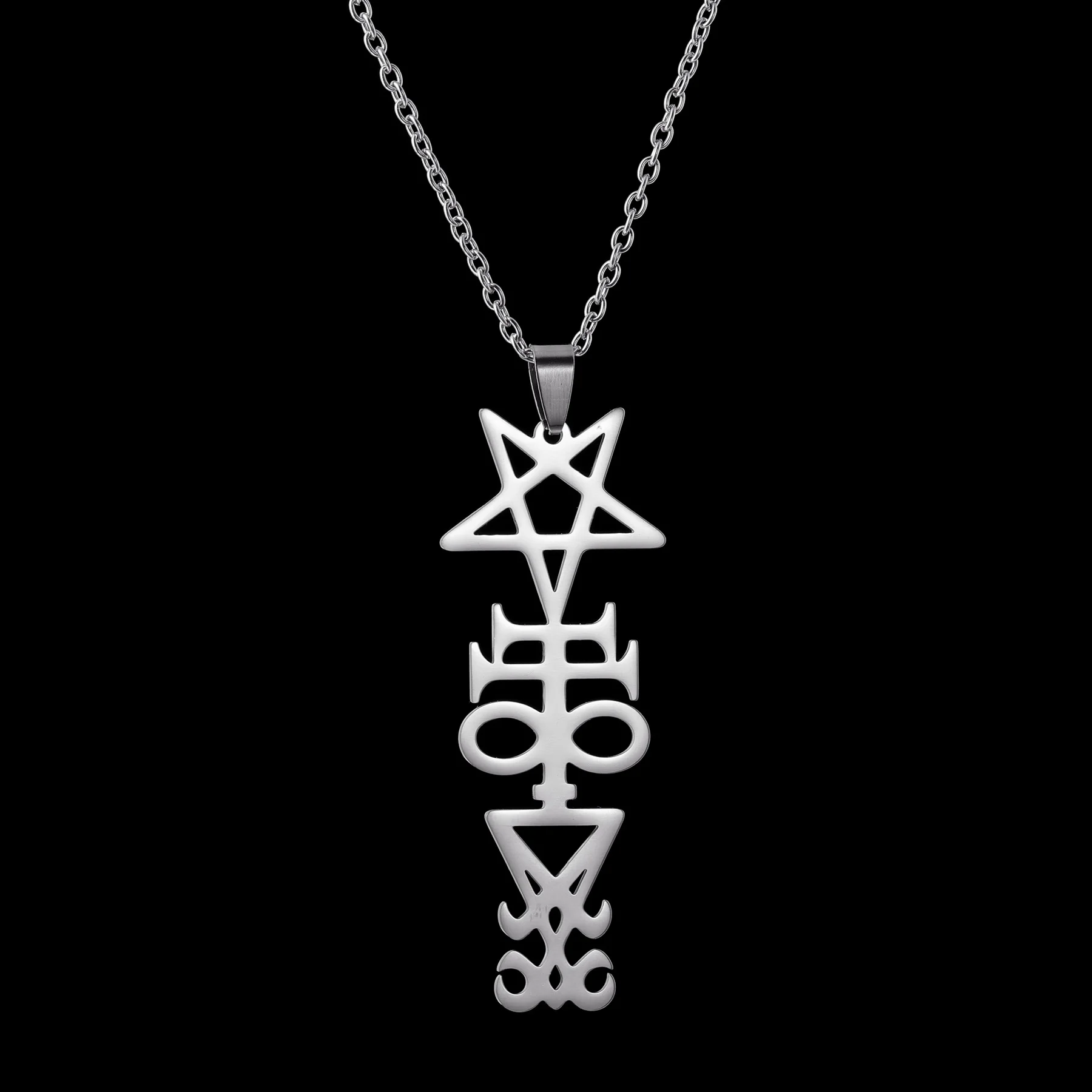 Witch Knot Necklace for Women Men Stainless Steel Religious Pagan Lucky Moom Islam Amulet Jewelry