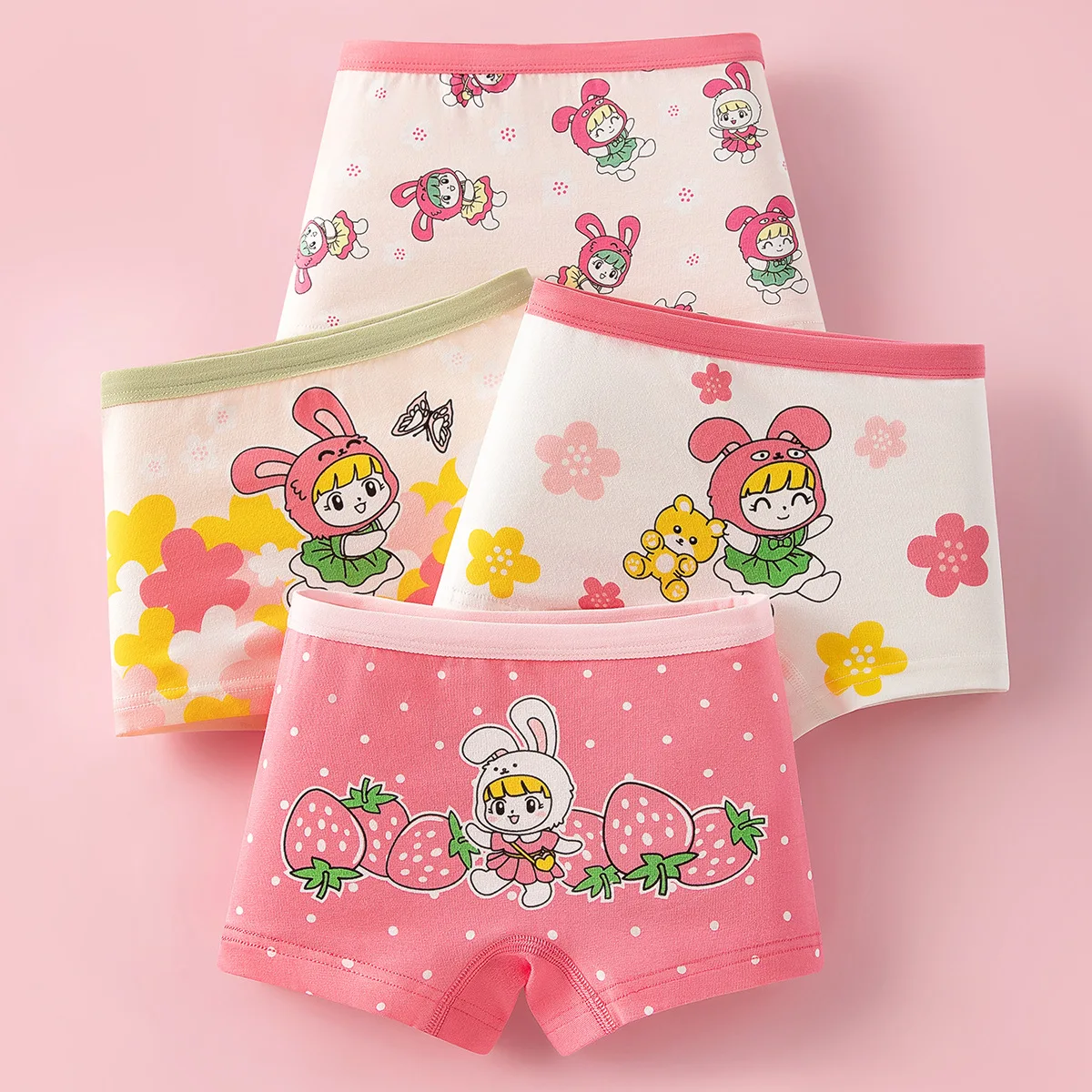 Girls Cotton Soft Panties Kids Lovely Character Cartoon Briefs Skin Friendly Breathable Student Boxers Children Daily Underwear