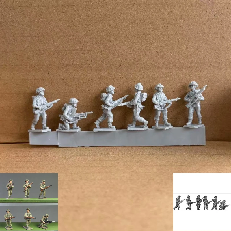 

Масштабная модель 1/72: Набор из 6 неокрашенных фигурок британской пехоты времен Второй мировой войны для сборки (из литой смолы)