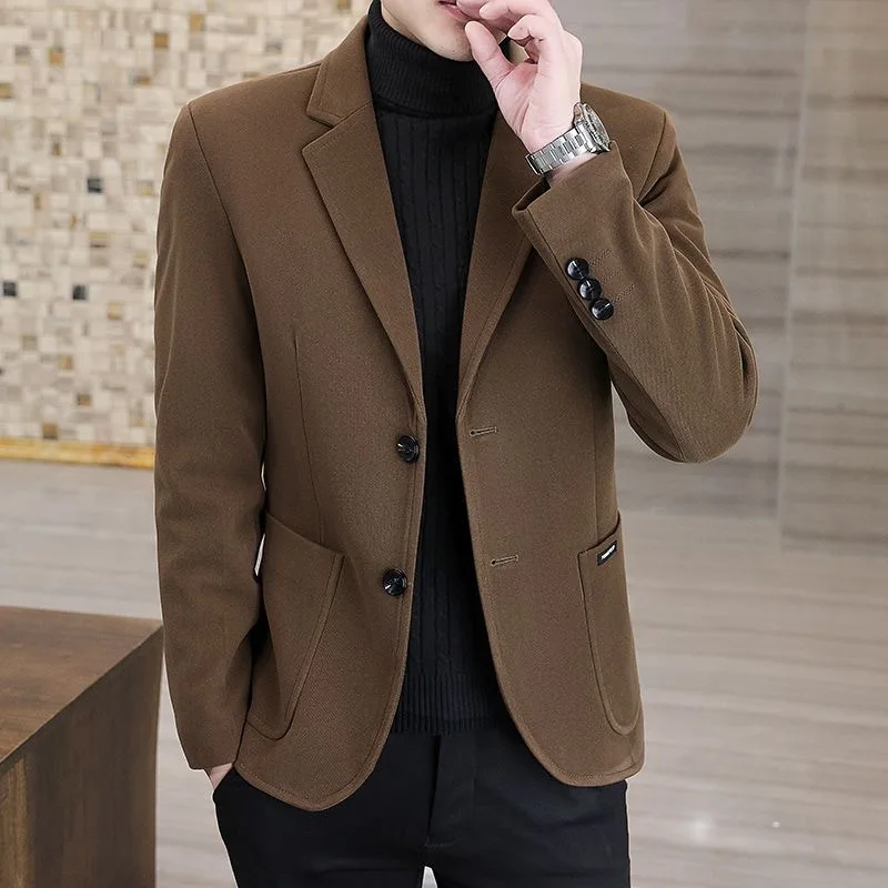 167 Men\'s Khaki Suit Jacket Korean Style Slim Fit Trendy Men\'s Suit Jacket