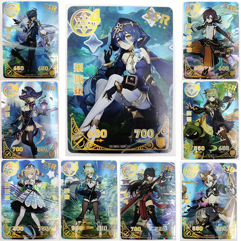 Anime Genshin Impact Layla Shikanoin Heizou Beidou Ssr Card Game Collection Rare Cards Children\'s Toys Surprise Birthday Gifts