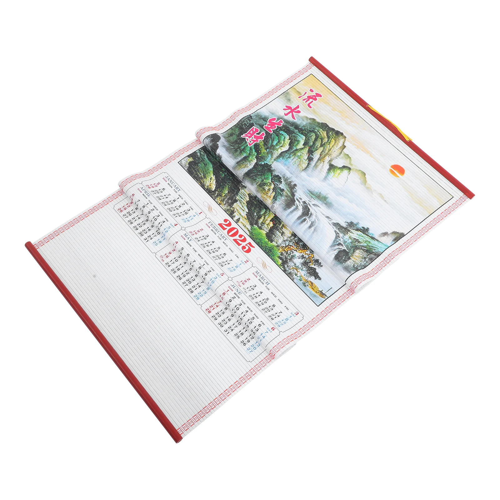 

Imitation Rattan Hanging Scroll Calendar Thick Paper Monthly Wall Planner Sturdy Clear Office Yearly Decor Painting Gift