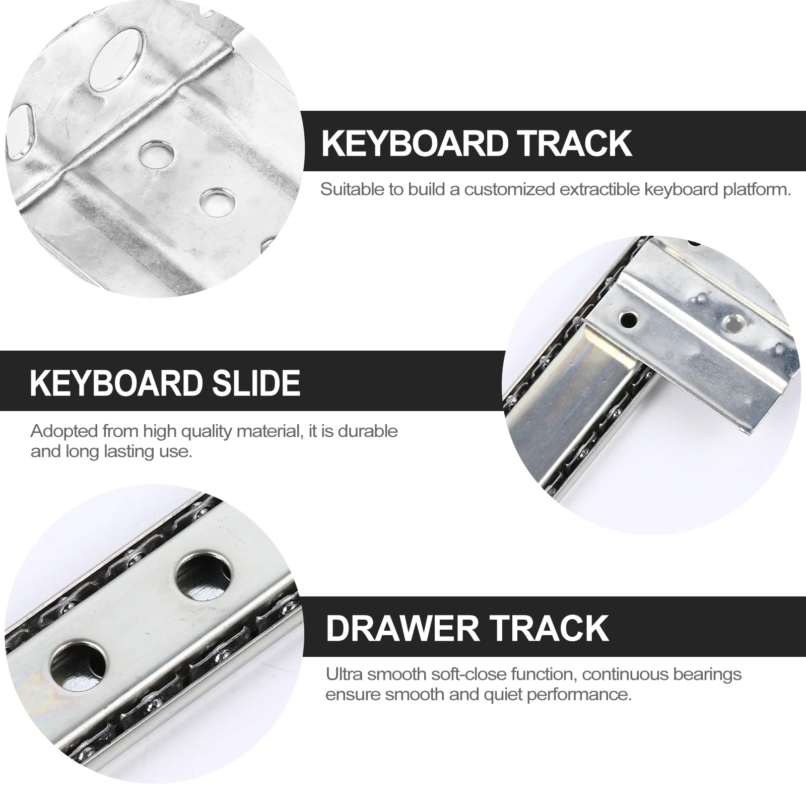 Guide Keyboard Tray Slide Drawer Track Rail Table Steel Cold Rolled Continuous Bearings