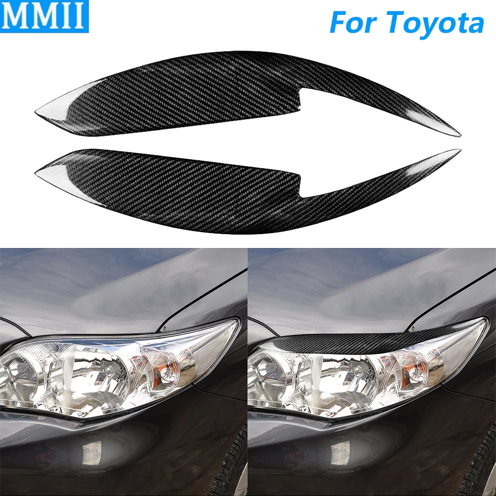 

For Toyota Corolla 2009 2010 Real Dry Carbon Fiber Front Headlight Eyelid Eyebrow Cover Panel Trim Car Accessories Modification
