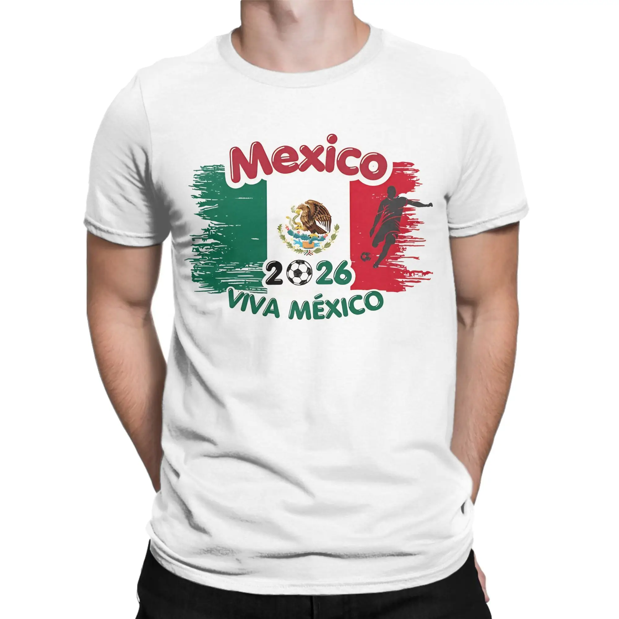Camiseta México Viva México, Diseño con Tipografía Audaz de Orgullo Mexicano, Camiseta para Hombre, Cuello Redondo, Verano, Gran Oferta, Tallas Grandes