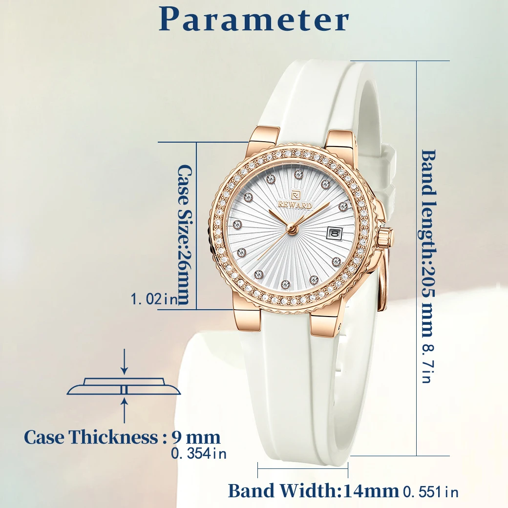 2025 مكافأة جديدة ساعة كوارتز نسائية حزام سيليكون موضة فاخرة التقويم المرأة ساعة ذهبية وردية بسيطة