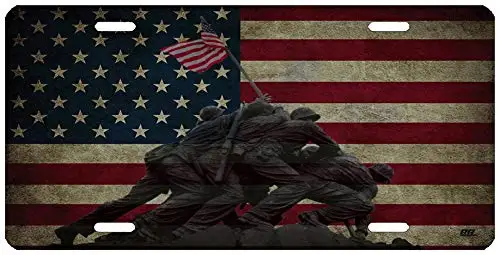 

Iwo Jima National Memorial USA Flag License Plate Novelty Auto Car Tag Vanity Gift American Patriotic US