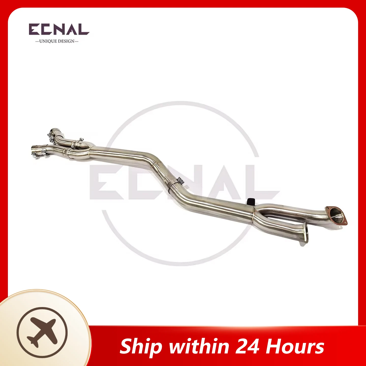 Ecnal Exhaust Equal Length Mid Pipe 89mm/3.5inches Exhaust System for BMW G80 M3 G82 M4 G87 M2 S58 3.0T Middle Pipe with Brace