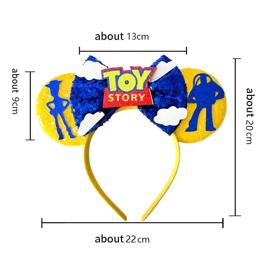 Toy Story Mickey Mouse Ears Headbands Women Sequins Bow Hairbands Girl Pixar Alien Headwear Woody Hair Accessories