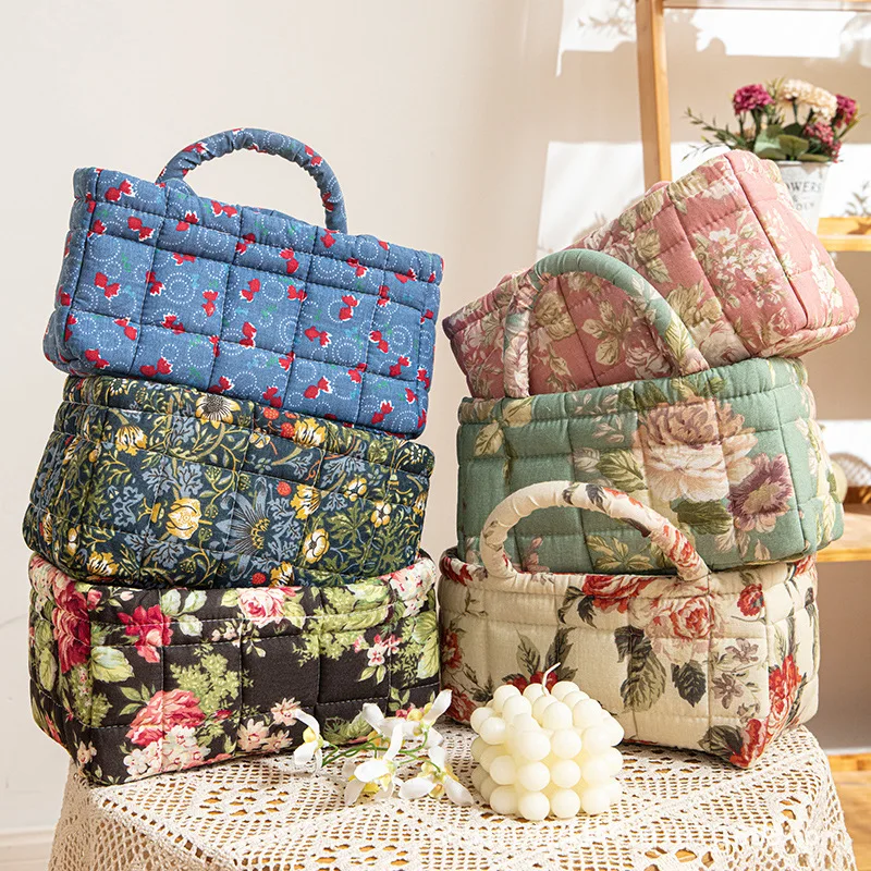 

Hot Selling Sweet Floral Women's Bento Handbags Retro Patchwork Ladies Tote Shoulder Bags Retro Flower Female Shopper Bag