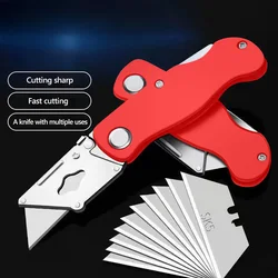 Folding Knife Replaceable Utility Knife for Cable Cartons Carboard Boxes Cutter Handle Knife Blades Outdoor Hand Tools