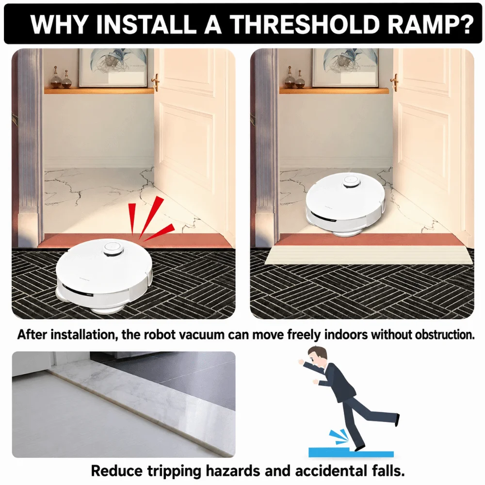 1M Silicone Sweeping Robot Slope Climbing Strip Self-adhesive Bendable Water Barrier Anti-slip Waterproof Threshold Ramp