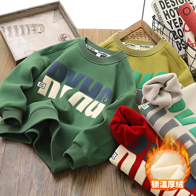 Boys Sweater Fleece Autumn New Children's Wear Thickened Cotton Top Children's Clothing