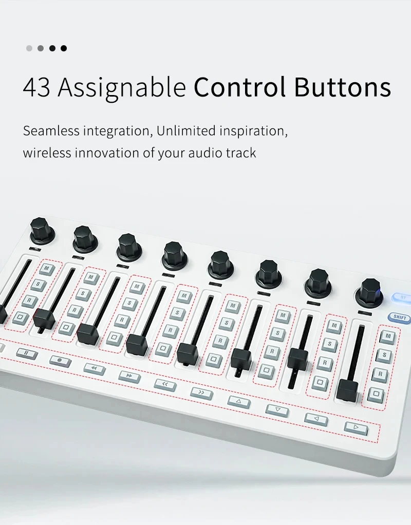 وحدة تحكم MIDI لاسلكية M-VAVE SMC-Mixer، 43 زرًا و8 خافتًا 8 مقابض، وحدة تحكم DAW المحمولة لاستوديو Ableton/FL/Cubase #5