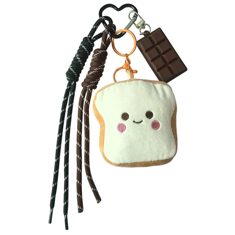 Cute Fashion Series Plush Burger Toast Doll Keychain,Woven Rope Toy Bag Pendant Creative Lanyard Car Decor Keyring Charm Gift view 6