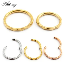 Alisouy 1PC Stainless Steel Irregular Section Round Hinged Clicker Nose Septum Ring Hoop Cartilage Earring Body Piercing Jewelry