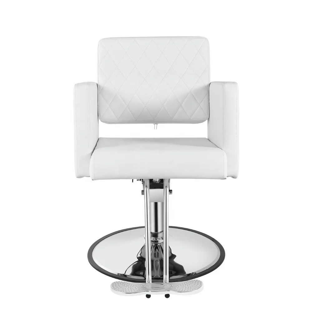 Hydraulischer Friseurstuhl, 360-Grad-Drehstuhl für Haarstyling, weiße Schönheitssalonausrüstung für den Schönheitssalon
